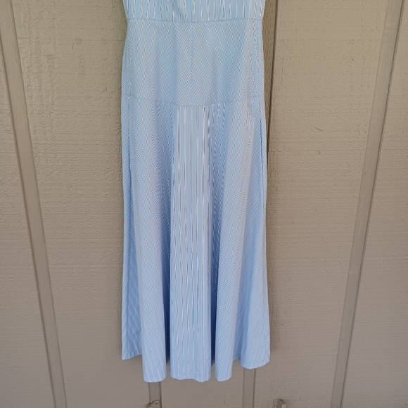 Tela Bahamas Maxi Dress Size S Women Preppy Cotton Pockets Smocked Blue Striped - Picture 4 of 16